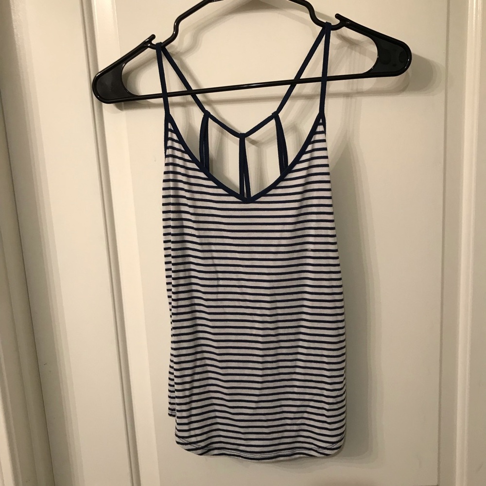 White and navy stripped tank